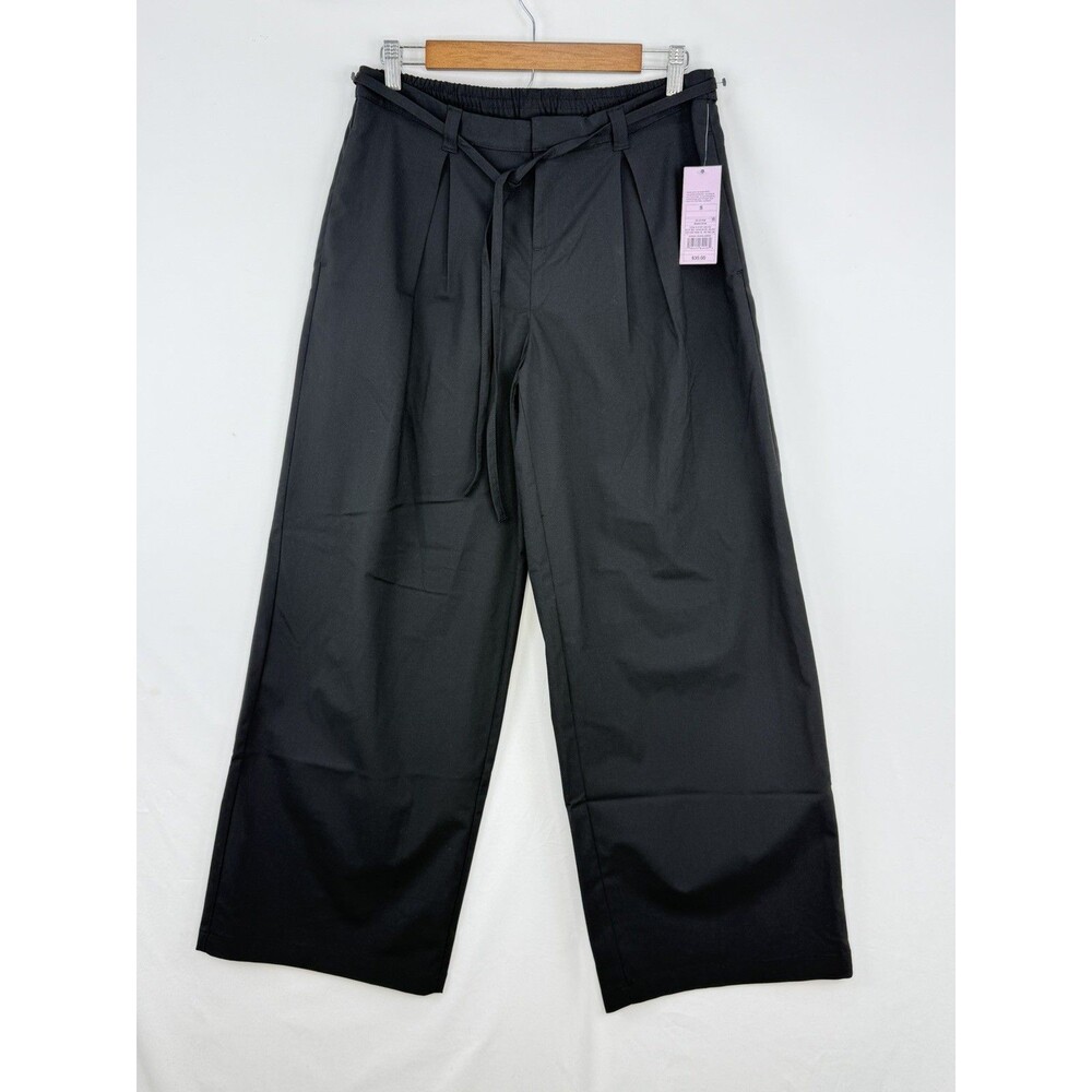 Wild Fable Women’s Black Mid Rise Waist Tie Slouchy Wide Leg Trousers Size S - Picture 4 of 16